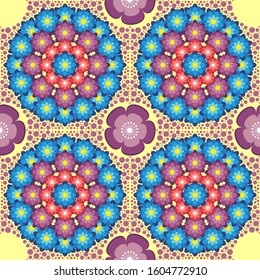 seamless pattern of floral motifs that form a circle 