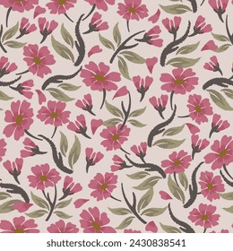 seamless pattern of floral motifs in vector