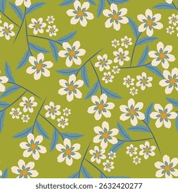 Seamless pattern with floral motifs. Vector illustration.	