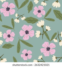Patrón sin fisuras con motivos florales. Ilustración vectorial.	