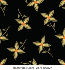 Seamless pattern with floral motifs. Vector illustration.	
