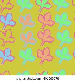 Seamless pattern of floral motifs,gothic lily,leaves,stylized. Hand drawn.