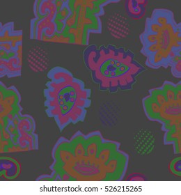 Seamless pattern of floral motifs,hand drawn.