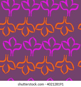 Seamless pattern of floral motifs,stylized gothic lily. Hand drawn.
