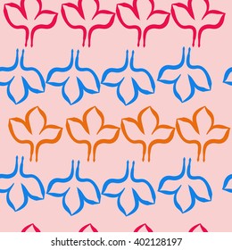Seamless pattern of floral motifs,stylized gothic lily. Hand drawn.