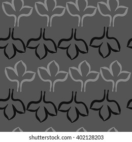 Seamless pattern of floral motifs,stylized gothic lily. Hand drawn.