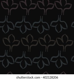 Seamless pattern of floral motifs,stylized gothic lily. Hand drawn.