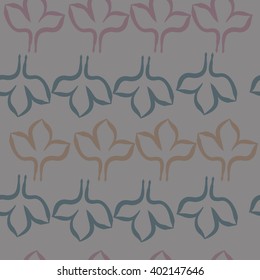Seamless pattern of floral motifs,stylized gothic lily. Hand drawn.