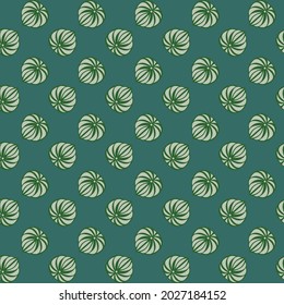 Seamless pattern of floral on green background. Illustration. Cartoon style.