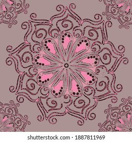 nahtloses Muster, floral auf violettem Hintergrund.
