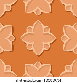 Seamless pattern. Floral orange 3d background. Vector illustration
