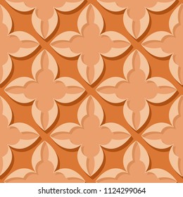 Seamless pattern. Floral orange 3d background. Vector illustration