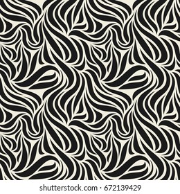 Seamless pattern with floral ornament. Abstract vector background with leaves.