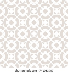 Seamless pattern, floral ornament background, repeat geometric tiles, curved lines. Abstract ornamental texture in pastel colors, white and beige. Elegant repeat design for decor, prints. Stock vector