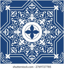 Seamless pattern with floral ornament in blue white color. Chinese, Japanese porcelain, ceramic seamless background, ceiling, tile, ceramic, indigo, chinaware, texture, wall, floor, paper, fabric