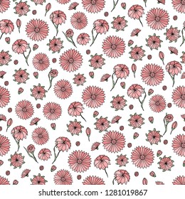 Seamless pattern with floral ornament. Endless texture for season design.Vector. Print for bed linens, fabric, textiles, wallpaper, greeting cards, wrapping paper, gift box
