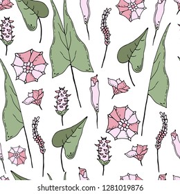 Seamless pattern with floral ornament. Endless texture for season design.Vector. Print for bed linens, fabric, textiles, wallpaper, greeting cards, wrapping paper, gift box
