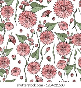 Seamless pattern with floral ornament. Endless texture for season design.Vector. Print for bed linens, fabric, textiles, wallpaper, greeting cards, wrapping paper, gift box
