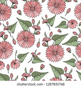 Seamless pattern with floral ornament. Endless texture for season design.Vector. Print for bed linens, fabric, textiles, wallpaper, greeting cards, wrapping paper, gift box

