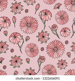 Seamless pattern with floral ornament. Endless texture for season design.Vector. Print for bed linens, fabric, textiles, wallpaper, greeting cards, wrapping paper, gift box
