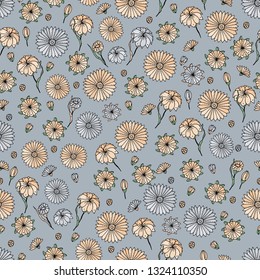 Seamless pattern with floral ornament. Endless texture for season design.Vector. Print for bed linens, fabric, textiles, wallpaper, greeting cards, wrapping paper, gift box
