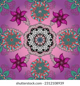 seamless pattern with floral ornament. Flowers on pleasant colors. vector illustration 