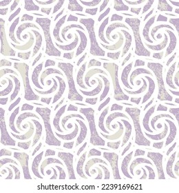 Seamless pattern with floral ornament in hand drawn doodle style. Abstract modern endless purple background. Vector illustration.