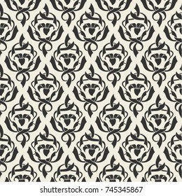 Seamless pattern with floral ornament of leaves. Abstract modern vector background.