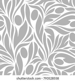 Seamless pattern with floral ornament of leaves. Abstract modern vector background.