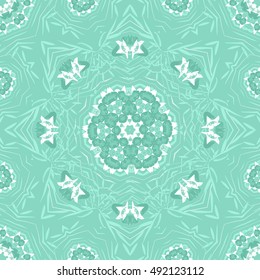 Seamless pattern with floral ornament, mint color