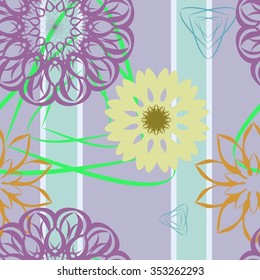 seamless pattern floral ornament on a purple background
