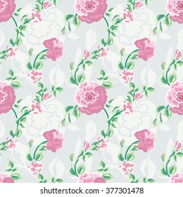 seamless pattern of floral ornament of roses for wallpaper background in vintage style print for textiles