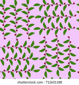 Seamless pattern with floral ornament of twigs with red bilberries. Vector drawing for your design, textiles, decor, wallpaper, postcards.
