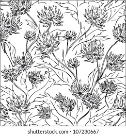 Seamless pattern with floral ornament - vector
