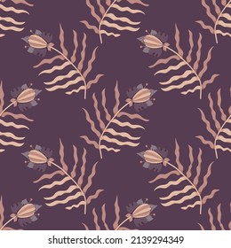 Seamless pattern with floral ornament. Vector illustration for design. Printing on paper or fabric. Suitable for packaging design, wrapping, postcard or scrapbooking.