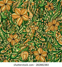 Seamless pattern with floral ornament. Vector illustration