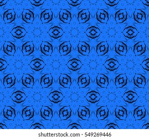 seamless pattern of floral ornament. vector. blue, black color. for design, interior decoration, Wallpaper