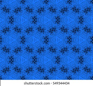 seamless pattern of floral ornament. vector. blue, black color. for design, interior decoration, Wallpaper