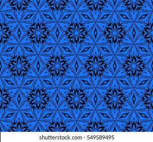 seamless pattern of floral ornament. vector. blue, black color. for design, interior decoration, Wallpaper