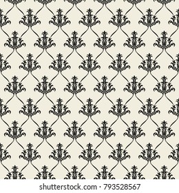 Seamless pattern with floral ornament in victorian style. Abstract modern vector background.