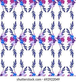 Seamless pattern with  floral ornament. Violets flower and leaves. Senpolia. Cute printable  background for wallpaper, textile, covers, apparel design, fabric, invitations, scrapbook, wedding, wraps