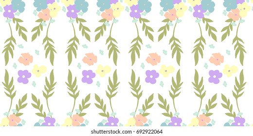 Seamless pattern with  floral ornament. Violets flower and leaves. Senpolia. Cute printable  background for wallpaper, textile, covers, apparel design, fabric, invitations, scrapbook, wedding, wraps