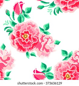 seamless pattern of floral ornament wallpaper background in vintage style print for textiles