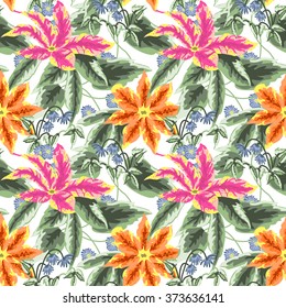 seamless pattern of floral ornament wallpaper background in vintage style print for textiles