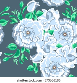 seamless pattern of floral ornament wallpaper background in vintage style print for textiles