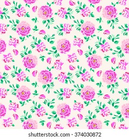 seamless pattern of floral ornament wallpaper background in vintage style print for textiles
