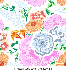 seamless pattern of floral ornament wallpaper background in vintage style print for textiles