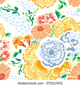 seamless pattern of floral ornament wallpaper background in vintage style print for textiles