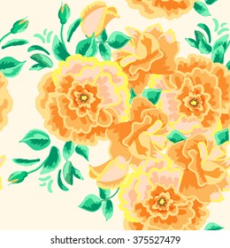 seamless pattern of floral ornament wallpaper background in vintage style print for textiles