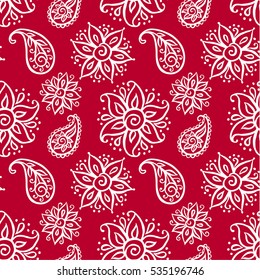 Seamless pattern with floral ornamental ethnic decorative elements